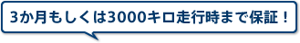 3か月もしくは3000キロ走行時まで保証！